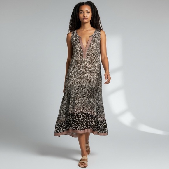 Scotch & Soda Dresses & Skirts - Scotch and Soda Leopard Print Dress X-Size Small Boho High low